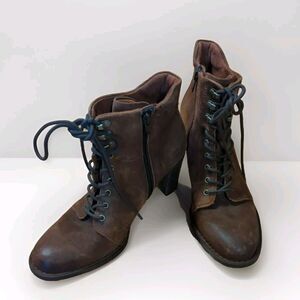 Born Gosford Boots Womens 8.5 M Brown Suede Lace Up Tie Heel F55326